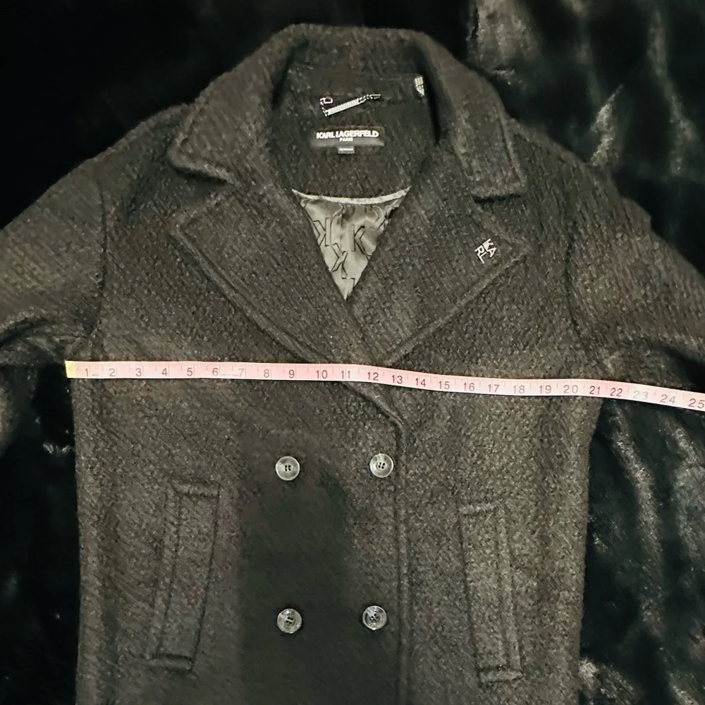 KARL LAGERFELD Black Long Double Breasted Coat